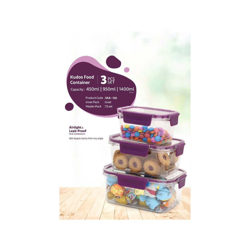 Food Container - 3 PCS Set (450+950+1400) ML