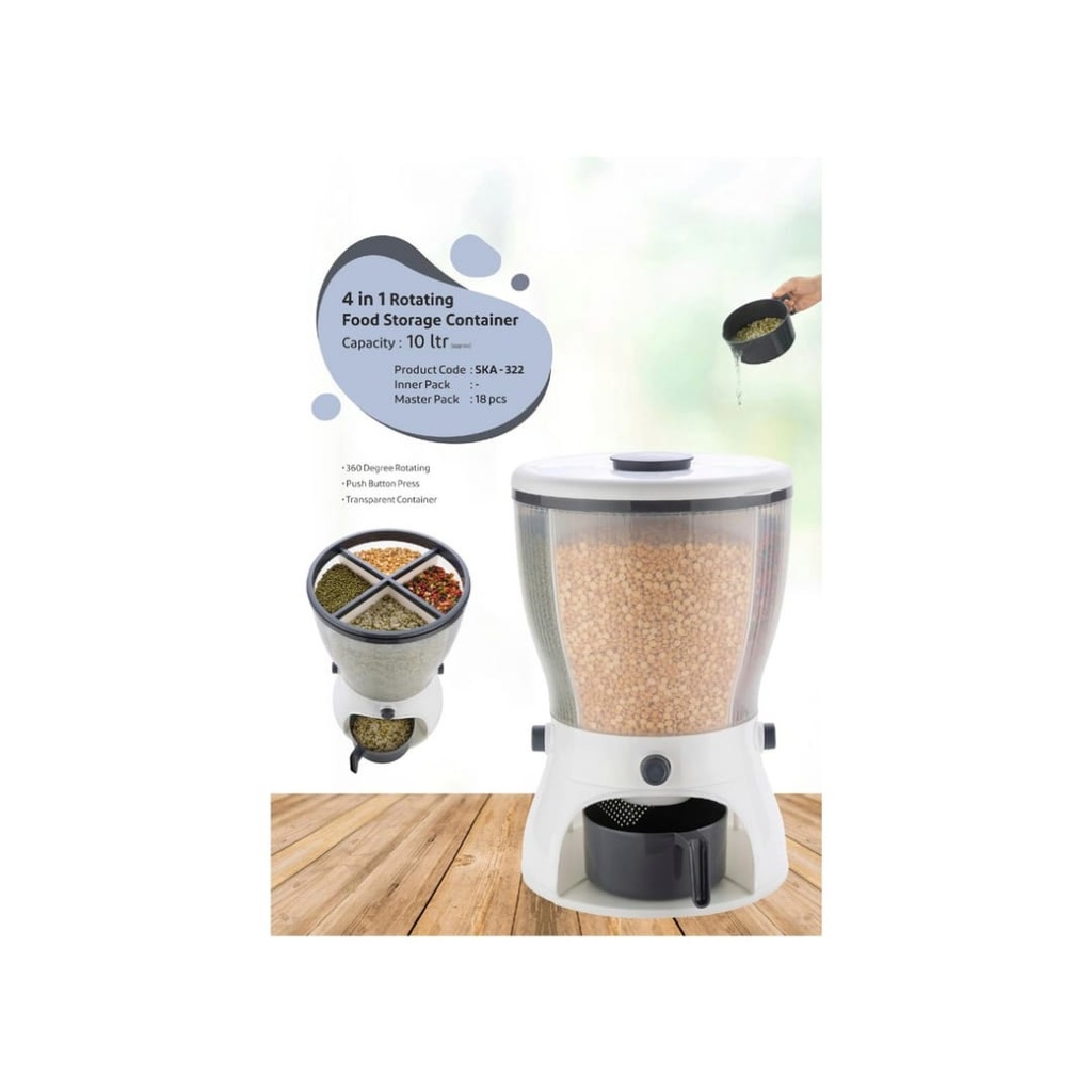 4 In 1 Rotating Food  Container 10 Litre 