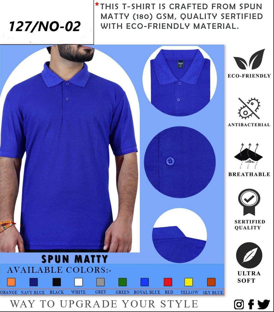 T-SHIRT POLO SPUN MATTY - 180 GSM