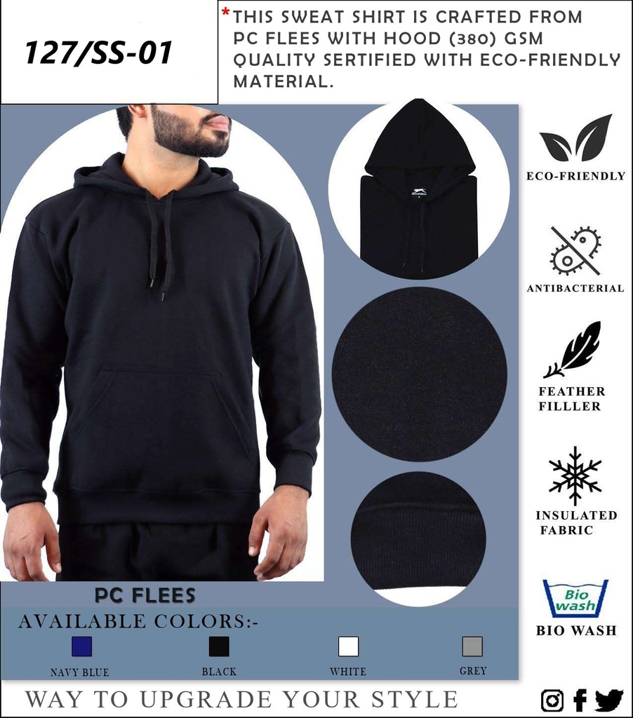 SWEAT SHIRT HOODIES PC FLEES - 380 GSM
