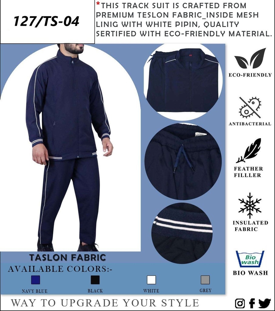 Track Suit Premium Taslon Fabric With White Pipin