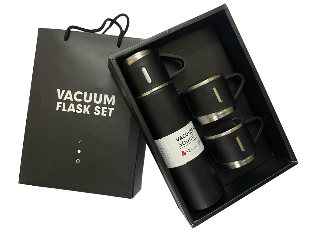 VACUUM FLASK SET 500 ML WITH 3 CUPS