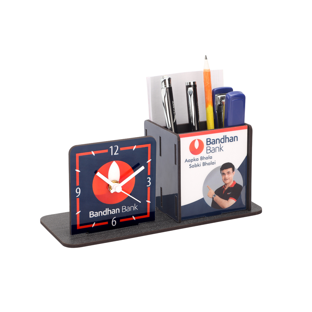 Penstand With Clock - Mdf  - Bandhan Bank
