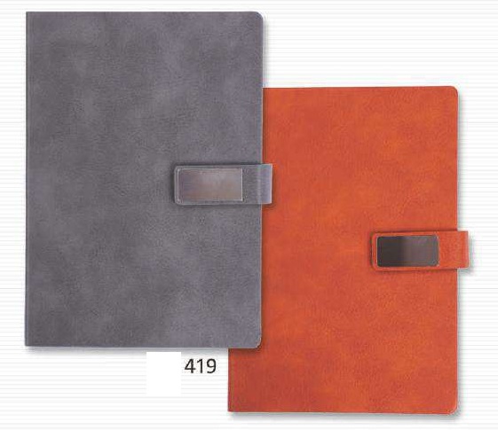 NOTEBOOK - A5 PU NOTEBOOK WITH  LUPPI (TAN-GREY)