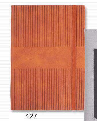 NOTEBOOK - A5 PU NOTEBOOK TAN LINES WITH ELASTIC