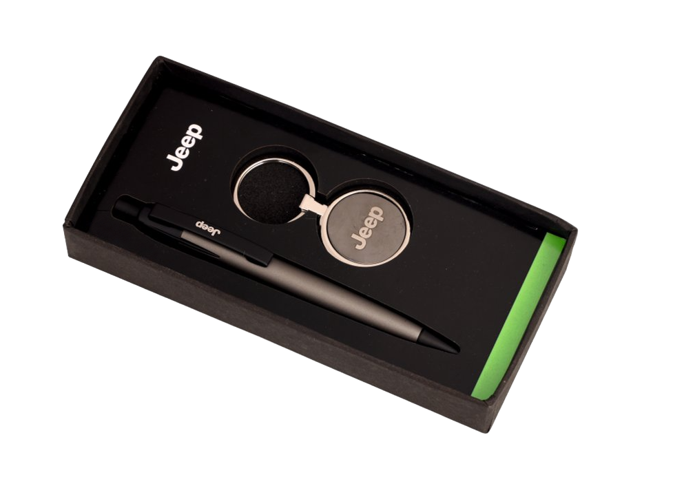 2Pc set of Metal Pen + Stainless Steel double side keychain with customized box packing