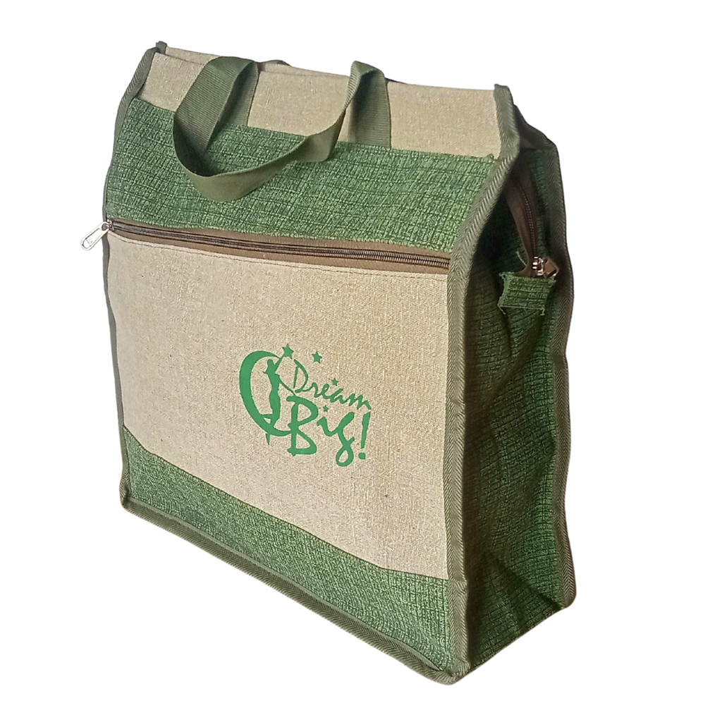 Heavy Duty Jute Cotton Shopper Bag With Zip (38 X 36 X 13 Cm)