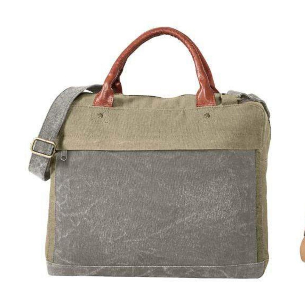 [60556] Solid Canvas Compact Laptop Macbook Tablet Messenger Crossbody Travel Office Bag For Men And Women