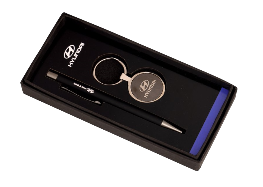 [63071] 2Pc set of Metal Pen + Stainless Steel double side keychain with customized box packing