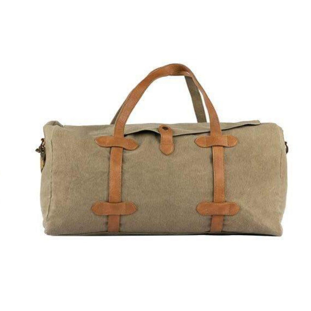[60573] Large Cotton Canvas Sports Gym Travel Camping Trekking Storage Eco Friendly Solid Duffle Bag For Men And Women, Brown