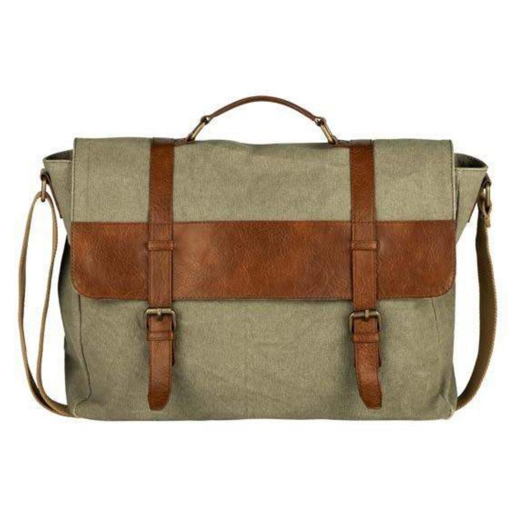 [60578] Canvas Large Messenger Bag With Inside Laptop Compartment For Offices, Schools And Colleges For Men And Women 