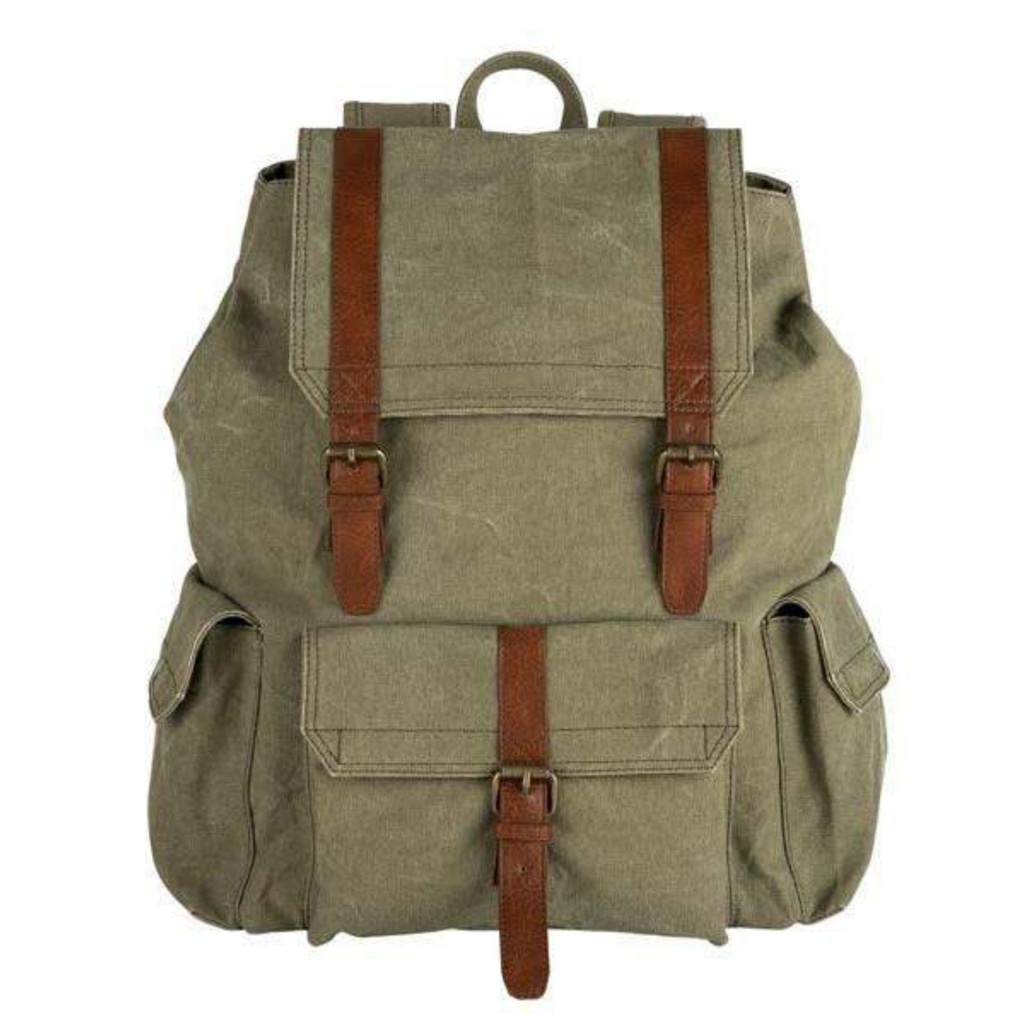 [60593] Unisex Canvas Vintage Backpack With Inside Laptop Compartment | Office | School | College | Business | Travel 
