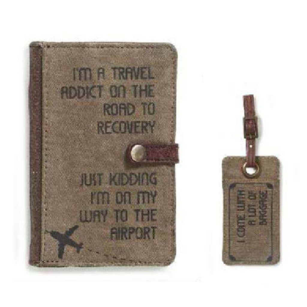[60609] Multicolored Leather Unisex Passport Holder And Luggage Tag 