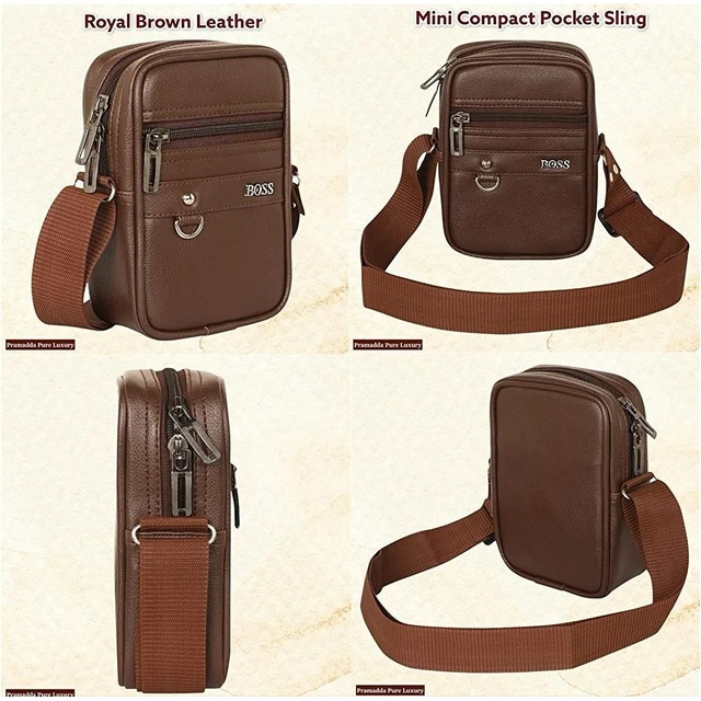 [63283] LEATHER SLING BAG