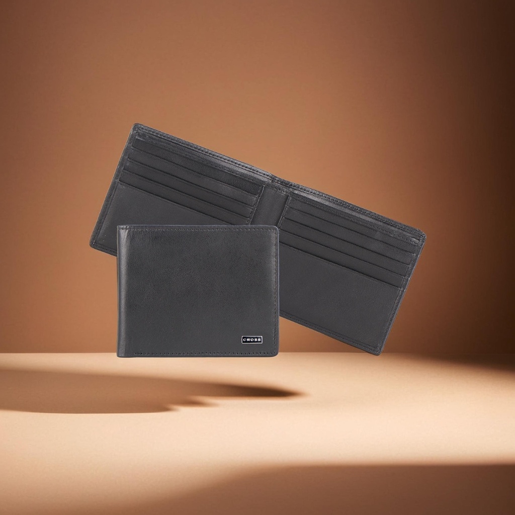 [63285] CROSS INSIGNIA EXPRESS SLIM WALLET - BLACK WITH BOX PACKING, SIZE : 9 X 11 CM