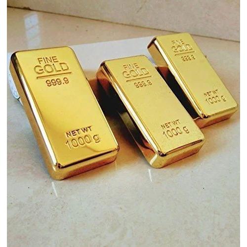 [60665] Metal Glittering Gold Bar Paper Weight, 8X4X1 Cm