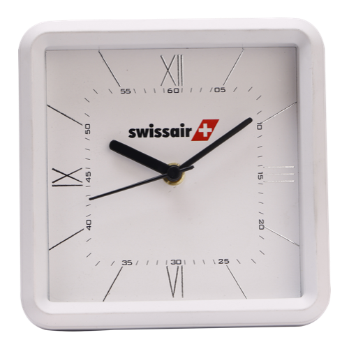 [60666] Table Clock Silver Leaf Dial Size :  6"X6",  Dial Size : 5"X5"