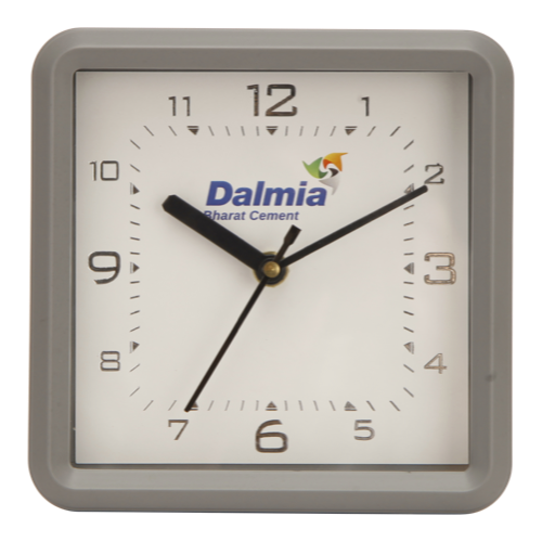[60671] Dalmia Table Clock - Silver Leaf Dial Size :  6"X6", Dial Size :  5"X5"