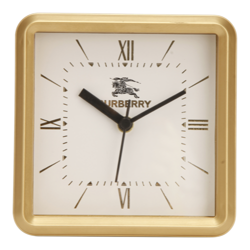 [60673] Burberry Table Clock - Gold Leaf Dial Size :  6"X6" Dial Size :  5"X5"