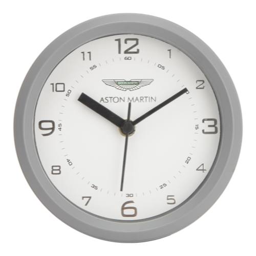 [60674] Aston Martin Table Clock - Silver Leaf Dial Size :6" Dial Size:5"