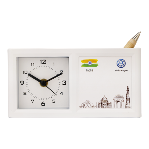 [60699] Volkswagen Table Clock With Pen Stand - Size :  3.5"X7"