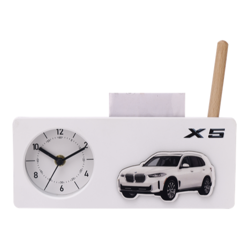 [60700] X5 Table Clock With Pen And Pad - Size : 8.5"×3.5"