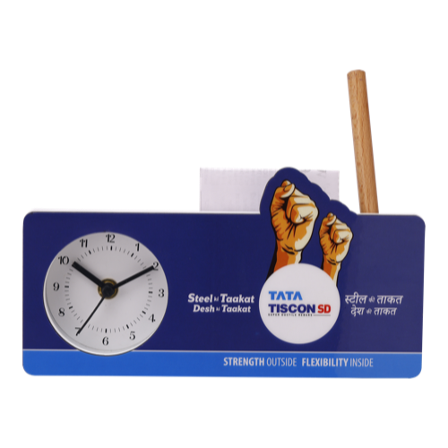 [60707] Tata Tiscon Table Clock With Pen & Pad- Size: 8.5"×4.5"