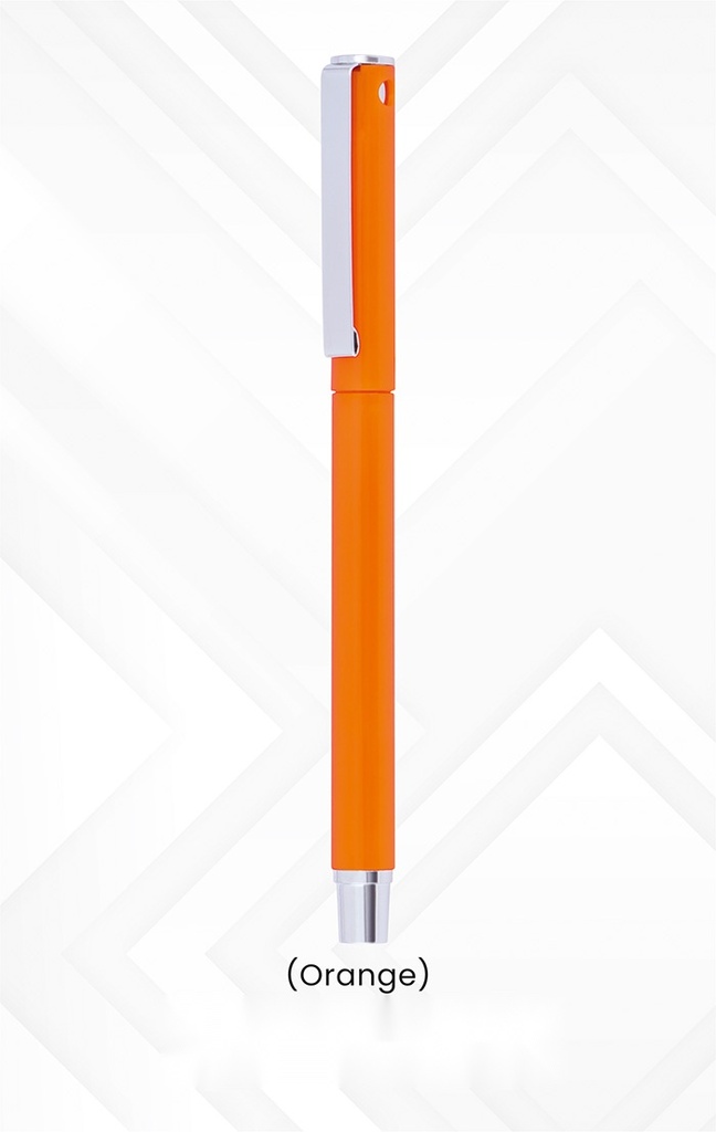 [63458] plastic ball pen (White + Orange) with polycover packing