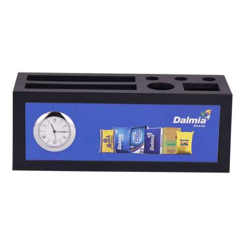 [60708] Dalmia Bharat Table Clock With Pad And Pen Size :  7.75"X3"