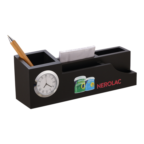 [60720] Nerolac Table Clock With Pen And Pad Size :  9"X3.2"