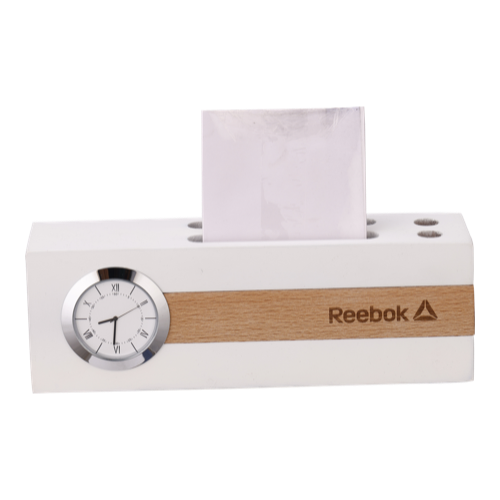 [60721] Reebok Table Clock With Pen & Pad Size: 2.75"×8"