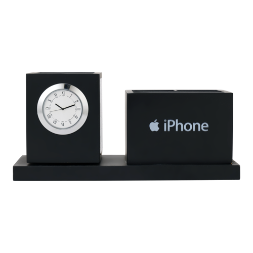 [60724] I Phone Table Clock With Pen Stand Size :  9"X4.5"