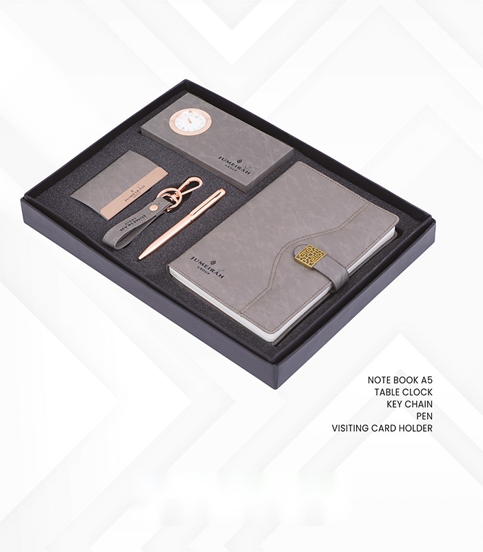 [63680] Pen, Key Chain,V. Card Holder,Note Book &Table Clock (5pc set)