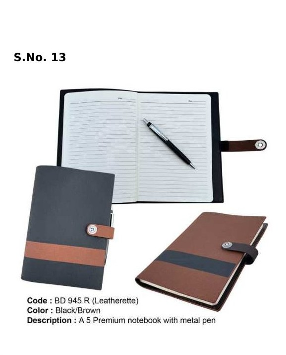 [63826] A 5 Premium notebook with metal pen (192 Pages)