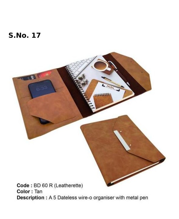 [63830] A 5 Dateless wire-o organiser with metal pen (174 Pages)