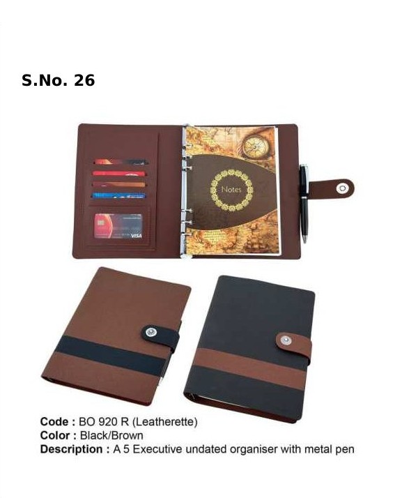 [63839] A 5 Executive undated organiser with metal pen (250 Pages)