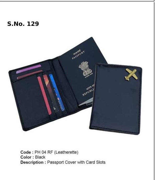 [63942] Passport Cover with card slots & metal fitting- Leatherette