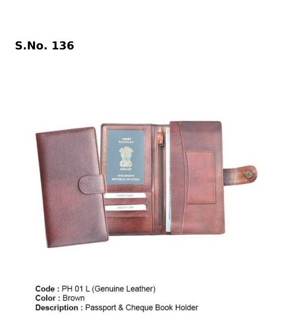[63949] Passport & Cheque Book Holder - Genuine Leather