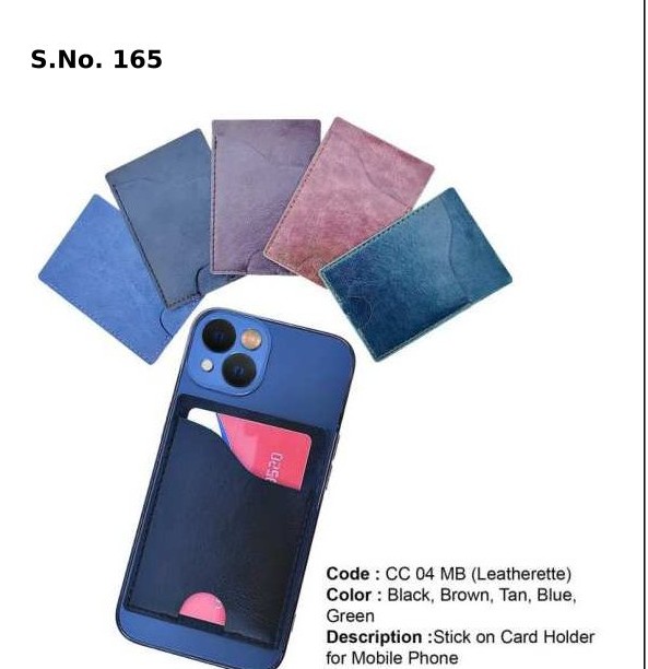[63978] Stick-on Card Holder for Mobile Phone - Leatherette