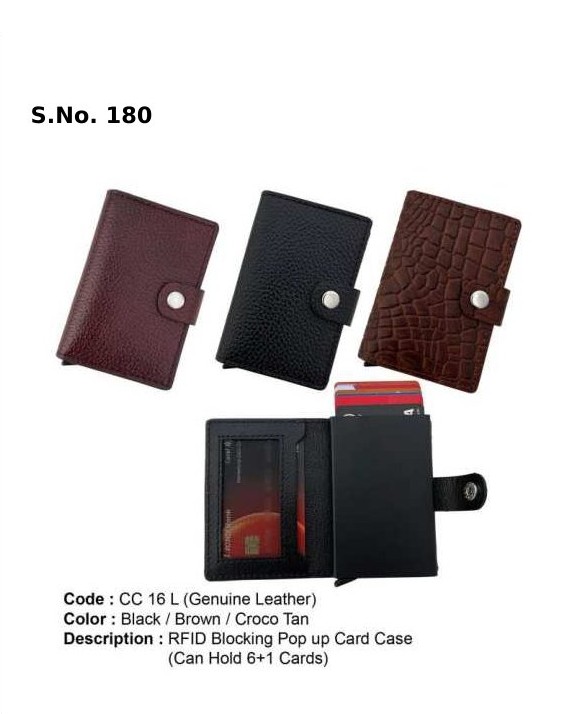 [63993] RFID Pop-up Card Case - Genuine Leather