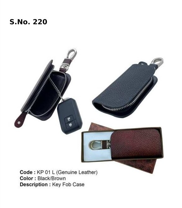 [64033] Key Fob Case - Genuine Leather black/brown