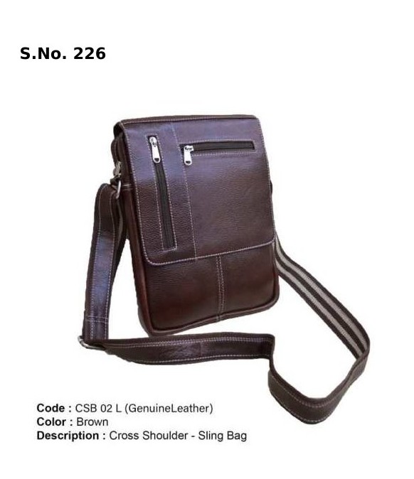[64039] Cross Shoulder Sling Bag - Genuine Leather brown
