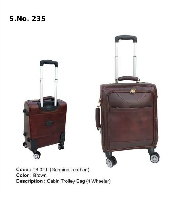 [64048] Cabin Trolley Bag - Genuine Leather (4 Wheeler) brown