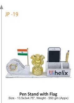 [64067] Pen Stand with Flag Size - 13.5x3x4.75", Weight - 550 gm (Appx)