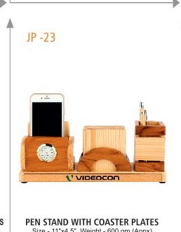 [64071] PEN STAND WITH COASTER PLATES Size - 11"x4.5", Weight - 600 gm (Appx)
