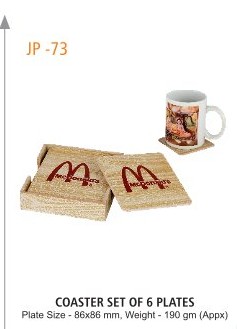 [64121] COASTER SET OF 6 PLATES Plate Size - 86x86 mm, Weight - 190 gm (Appx)