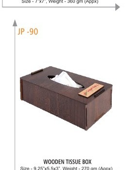 [64144] WOODEN TISSUE BOX Size - 9.25x5.5x3""