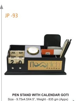 [64159] PEN STAND WITH CALENDAR GOTI Size - 9.75x4.5x4.5", Weight - 835 gm (Appx)