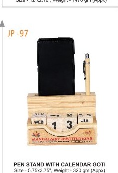 [64163] PEN STAND WITH CALENDAR GOTI Size - 5.75x3.75", Weight - 320 gm (Appx)