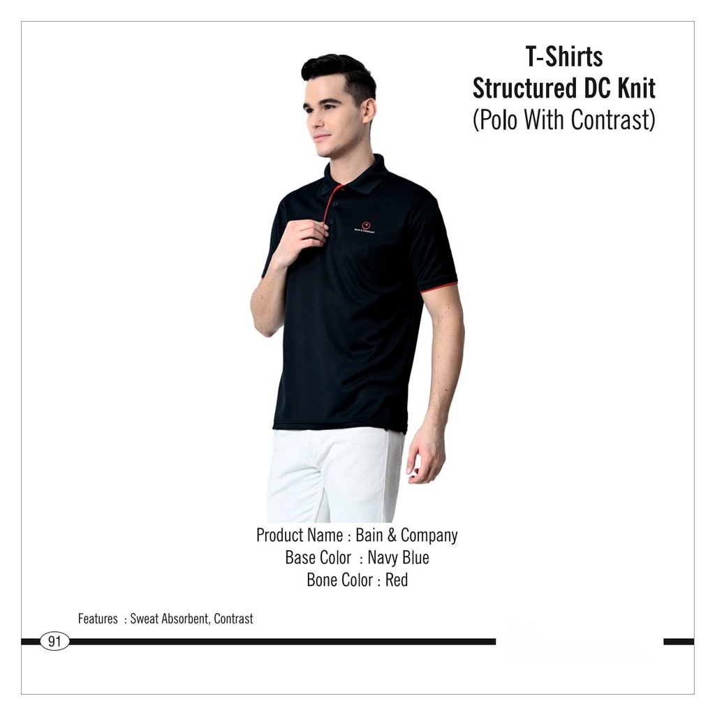 [64524] T-shirt (Polo With Contrast Bone & Sleeve Piping)